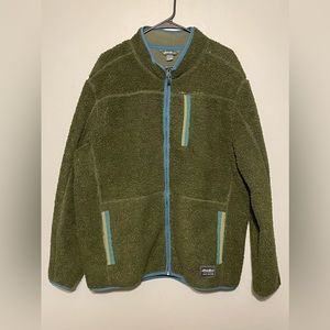 Eddie Bauer Green Sherpa Full Zip Jacket